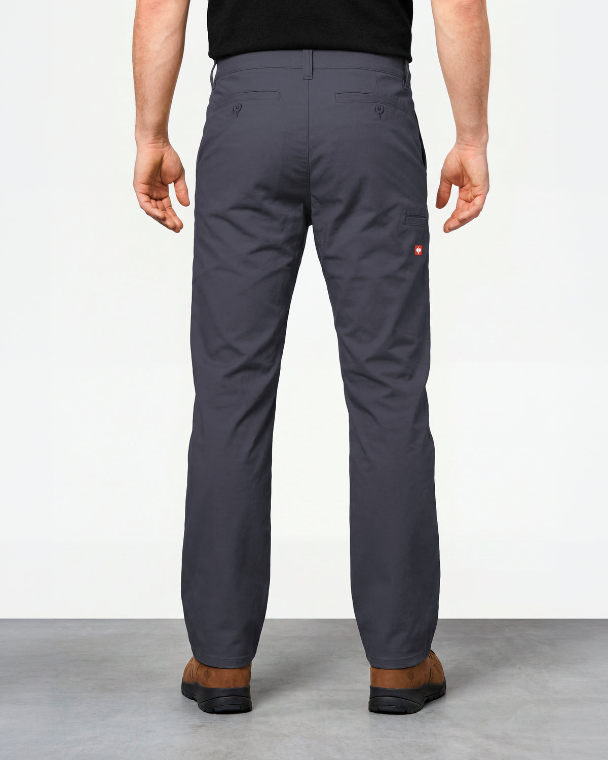 Chino Pants e.s.e:pic in nero blue worn by a model, rear view