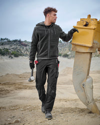 Ripstop Cargo Work Pants e.s.e:pic in black in use, showing fit and movement