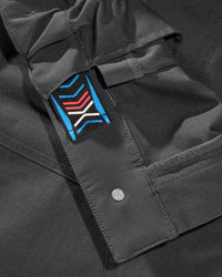 Close-up of reinforced fabric and seams on Ripstop Cargo Work Pants e.s.e:pic in carbon gray