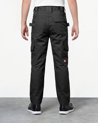 Kids' Double Front Ripstop Cargo Pants e.s.e:pic in black worn by a model, rear view