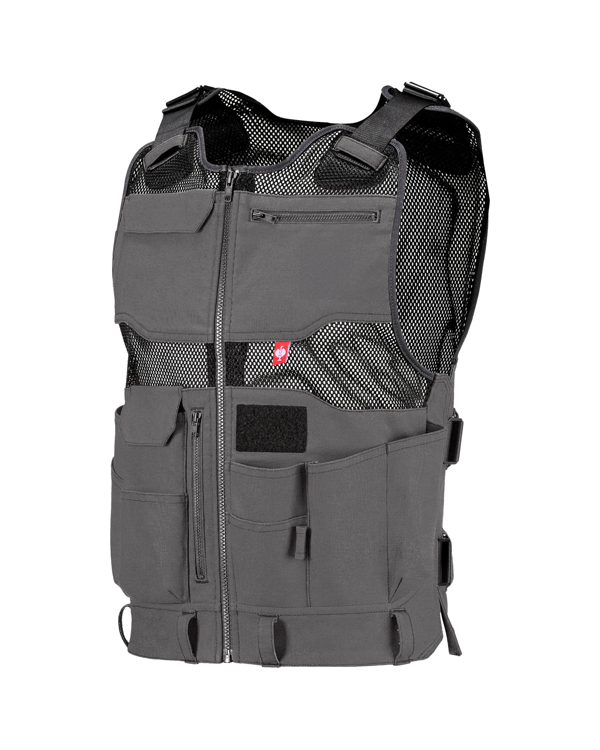 STRAUSS e.s.iconic tool vest in carbon gray and black, front view