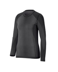 Women's STRAUSS e.s.trail pure Warm Seamless Thermal Long Sleeve Shirt in black and basalt gray on a plain product background