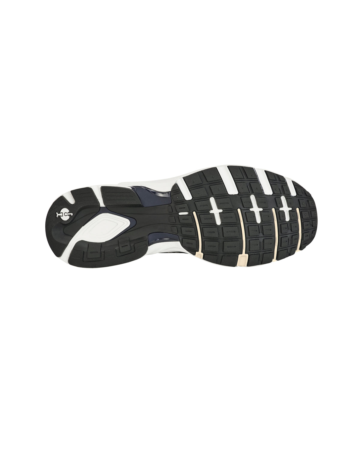 Outsole tread view of the STRAUSS St. Louis Composite Toe Work Shoe in Nero blue