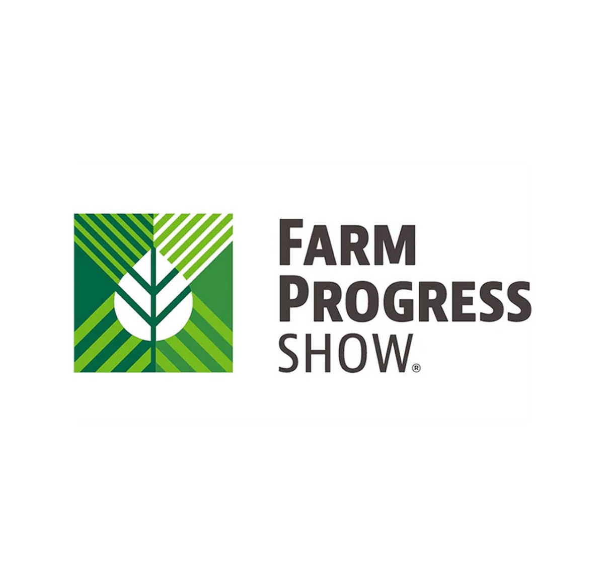 Farm Progress Show logo with green geometric leaf icon on the left and the words Farm Progress Show in bold black text on the right, set against a white background.