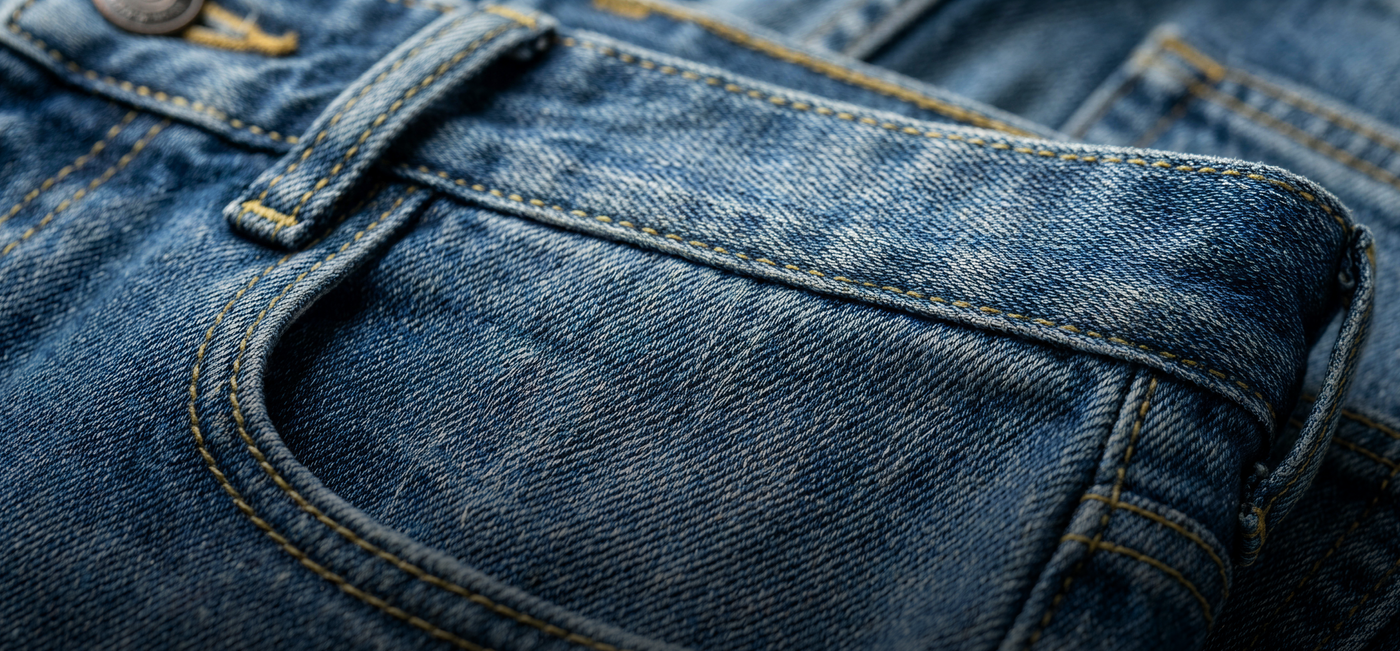 Close-up of the denim fabric structure