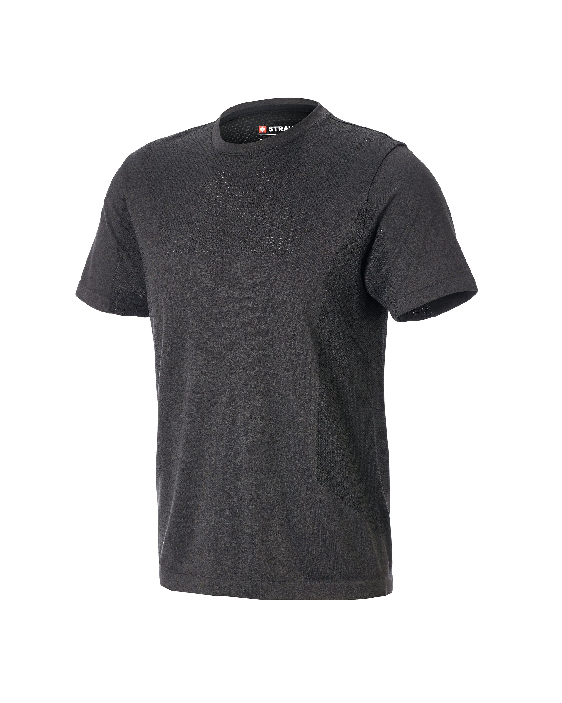 STRAUSS Seamless Tee e.s.trail pure in black melange on a plain product background