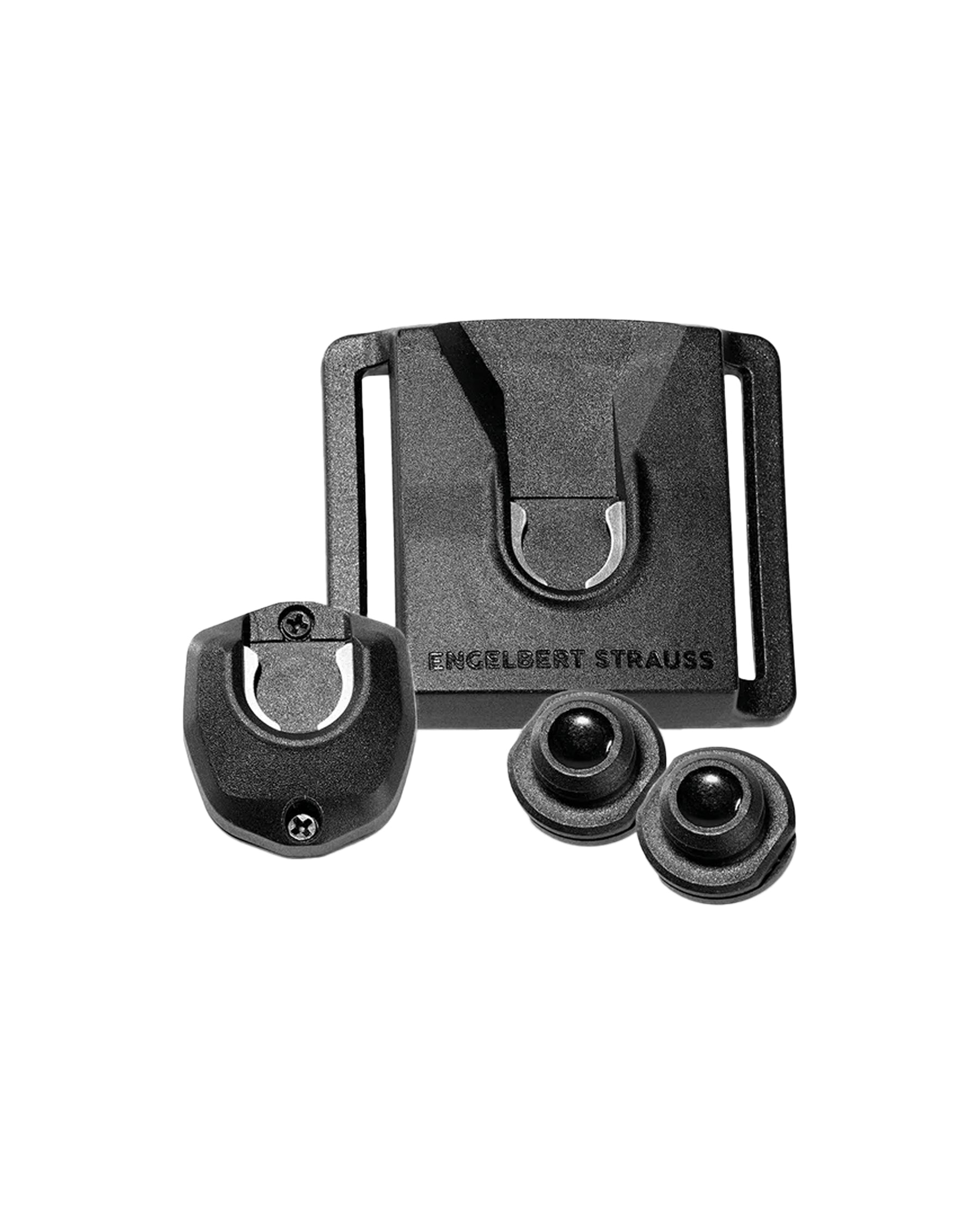 Black STRAUSS e.s.tool concept glove holder clip for carrying gloves on a work belt.