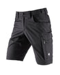Engelbert Strauss e.s. concrete light shorts in black, shown as a clean front product image highlighting the above-knee workwear cut, waistband, and functional pocket placement.