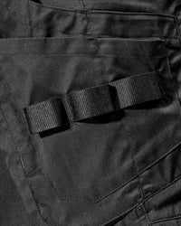 Additional close-up detail of Engelbert Strauss women's e.s. concrete light shorts in black, showing fabric texture, stitching, and functional finishing details.