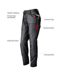 Feature view of Women's Double Front Ripstop Cargo Work Pants e.s.e:pic in black, showing cargo pocket details