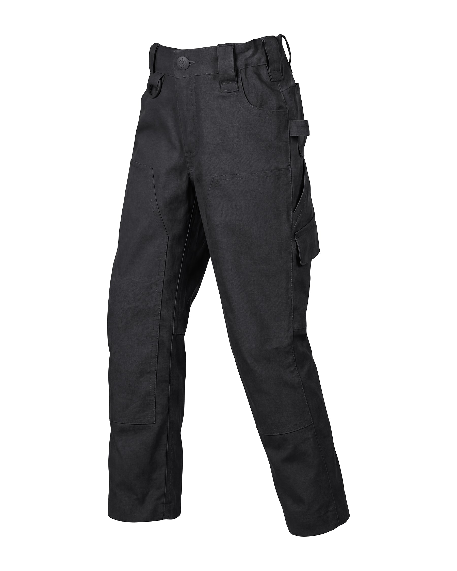 STRAUSS Kids' Double Front Ripstop Cargo Pants e.s.e:pic in black, front view
