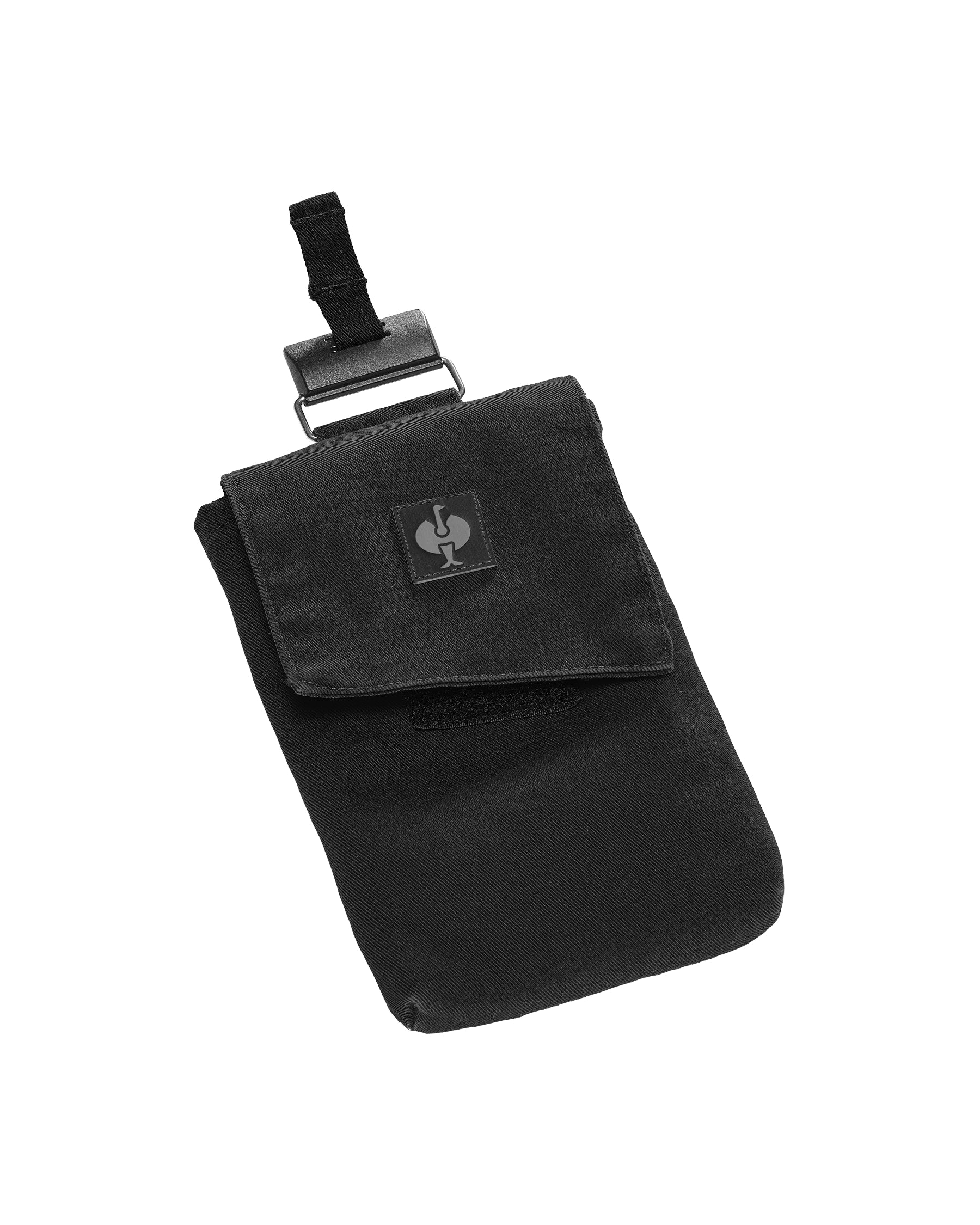 Oxid black STRAUSS e.s.motion ten mobile phone pocket with flap closure for carrying a phone on work pants.