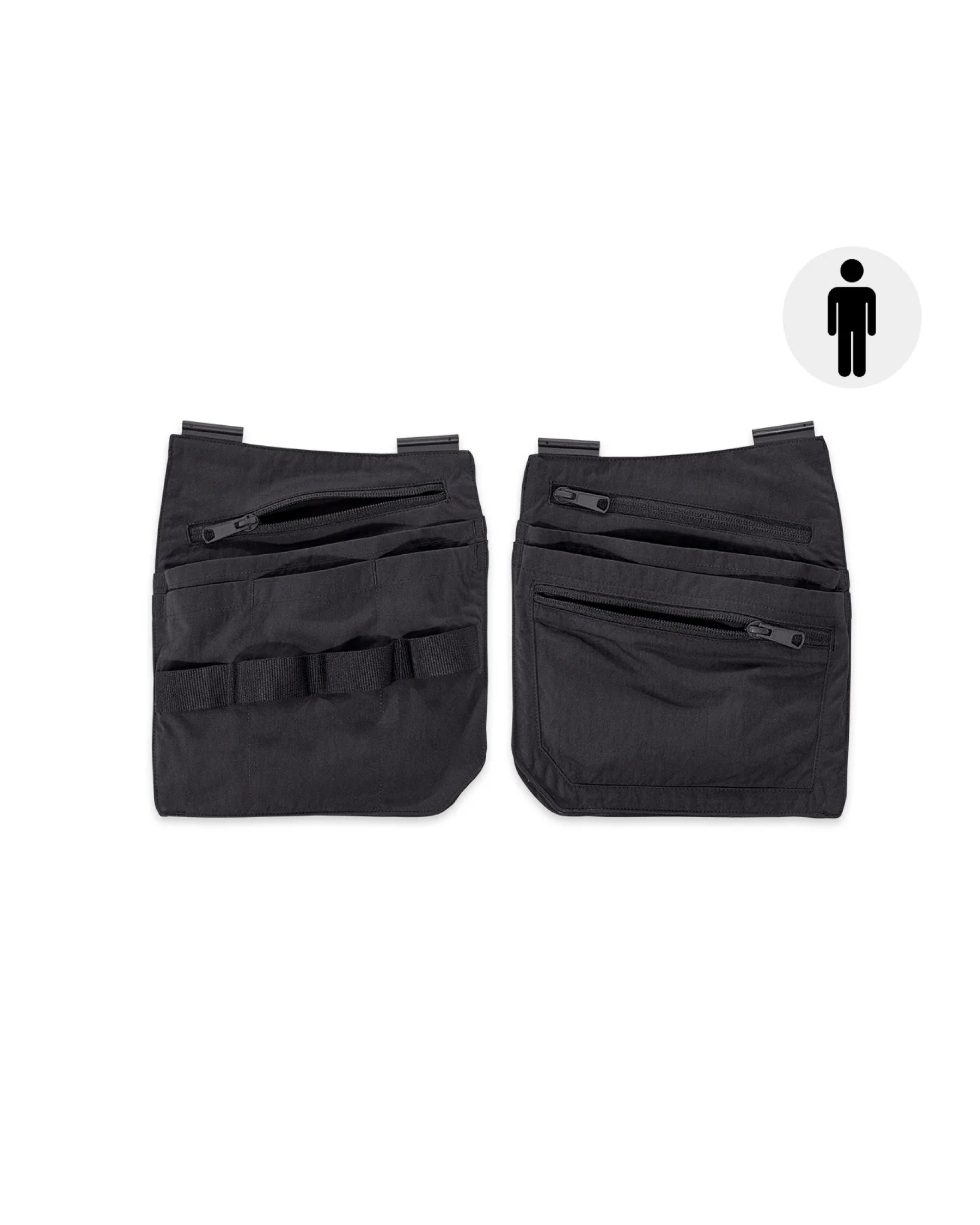 Black STRAUSS e.s.concrete light tool bags with modular pockets and belt attachment points.