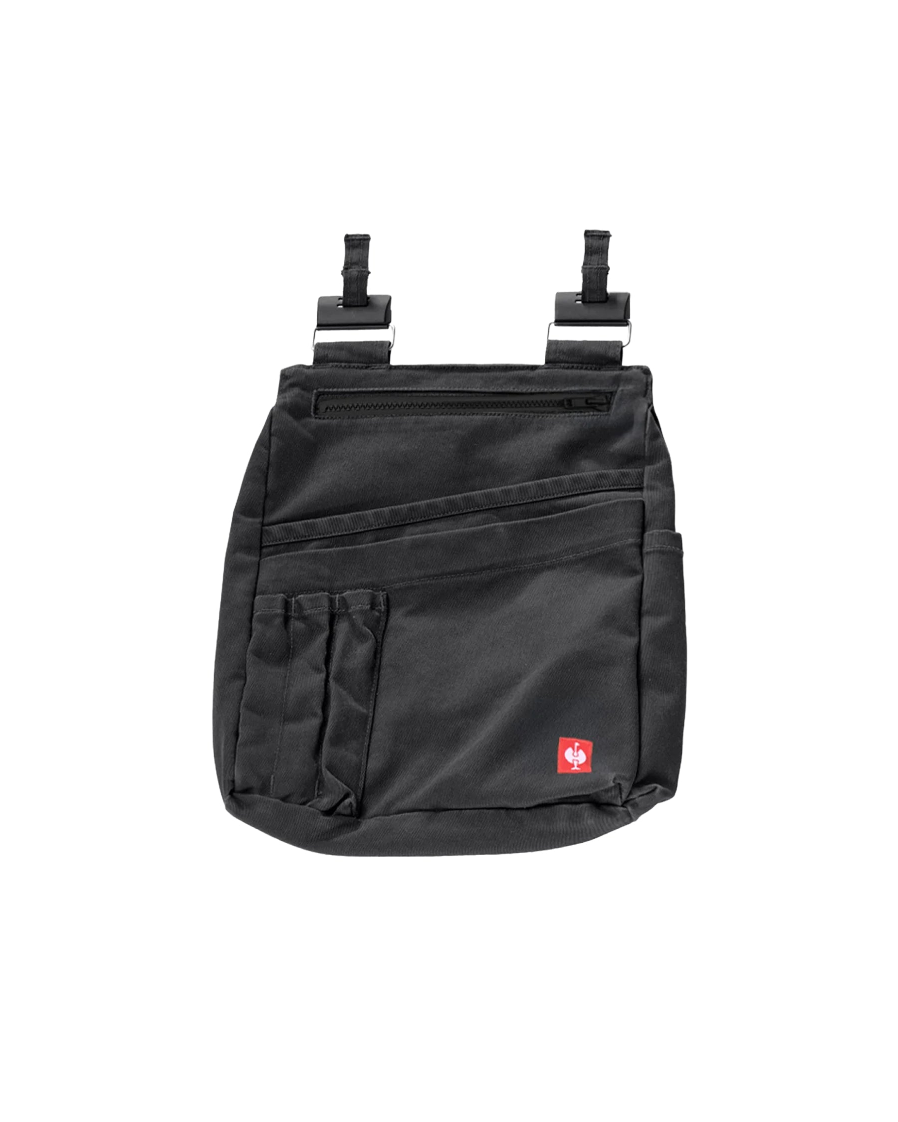 Black STRAUSS e.s.iconic tool bag with modular pockets and belt attachment points.