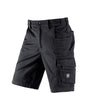 Engelbert Strauss e.s. motion ten shorts in oxid black, shown as a clean front product image highlighting the above-knee workwear cut, waistband, and functional pocket placement.