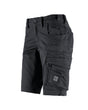 Engelbert Strauss women's e.s. motion ten shorts in oxid black, shown as a clean front product image highlighting the above-knee workwear cut, waistband, and functional pocket placement.