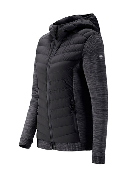 STRAUSS women's e.s.motion ten hybrid hooded jacket in oxid black melange