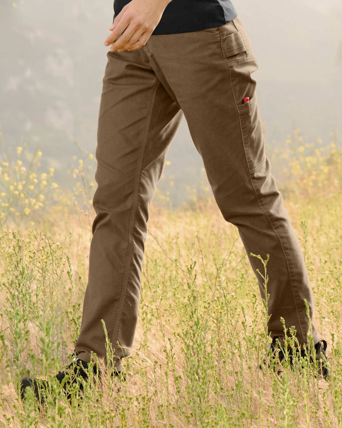 Lifestyle view of Women's Multipocket Work Pants e.s.vintage in sepia during work