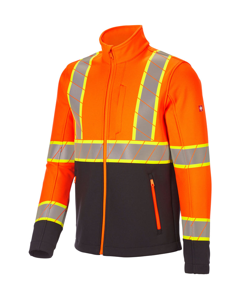 STRAUSS Class 2 high visibility softshell jacket in neon orange and black
