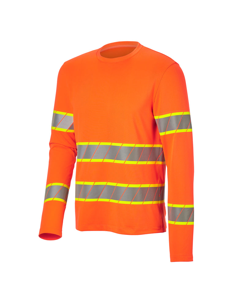STRAUSS Class 2 High Visibility Long Sleeve Shirt in neon orange on a plain product background