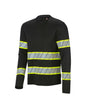 STRAUSS Enhanced Visibility Long Sleeve Shirt in black on a plain product background
