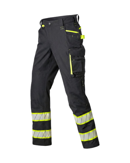 STRAUSS Enhanced Visibility Work Pants in black, front view