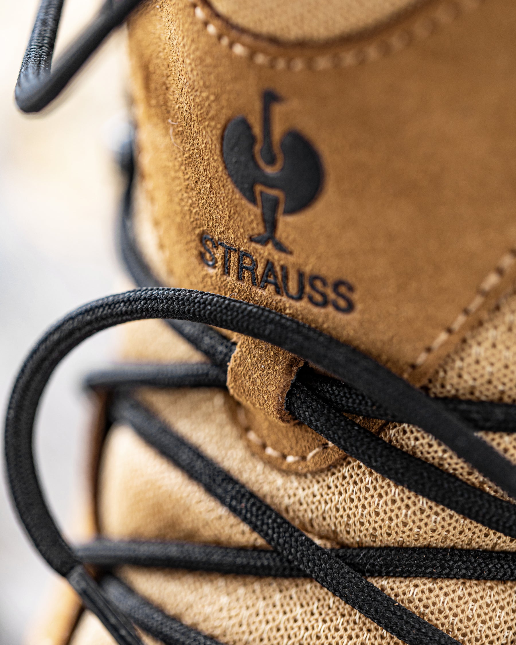Close-up of the Rimini 6-inch Soft Toe Boot upper and laces