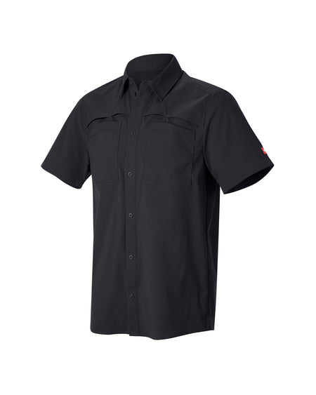 STRAUSS e.s.taktik Stretch Ripstop Short Sleeve Work Shirt in black on a plain product background