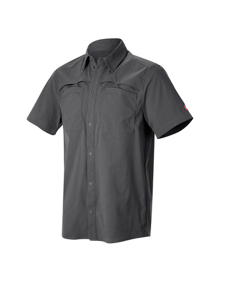 STRAUSS e.s.taktik Stretch Ripstop Short Sleeve Work Shirt in carbon gray on a plain product background