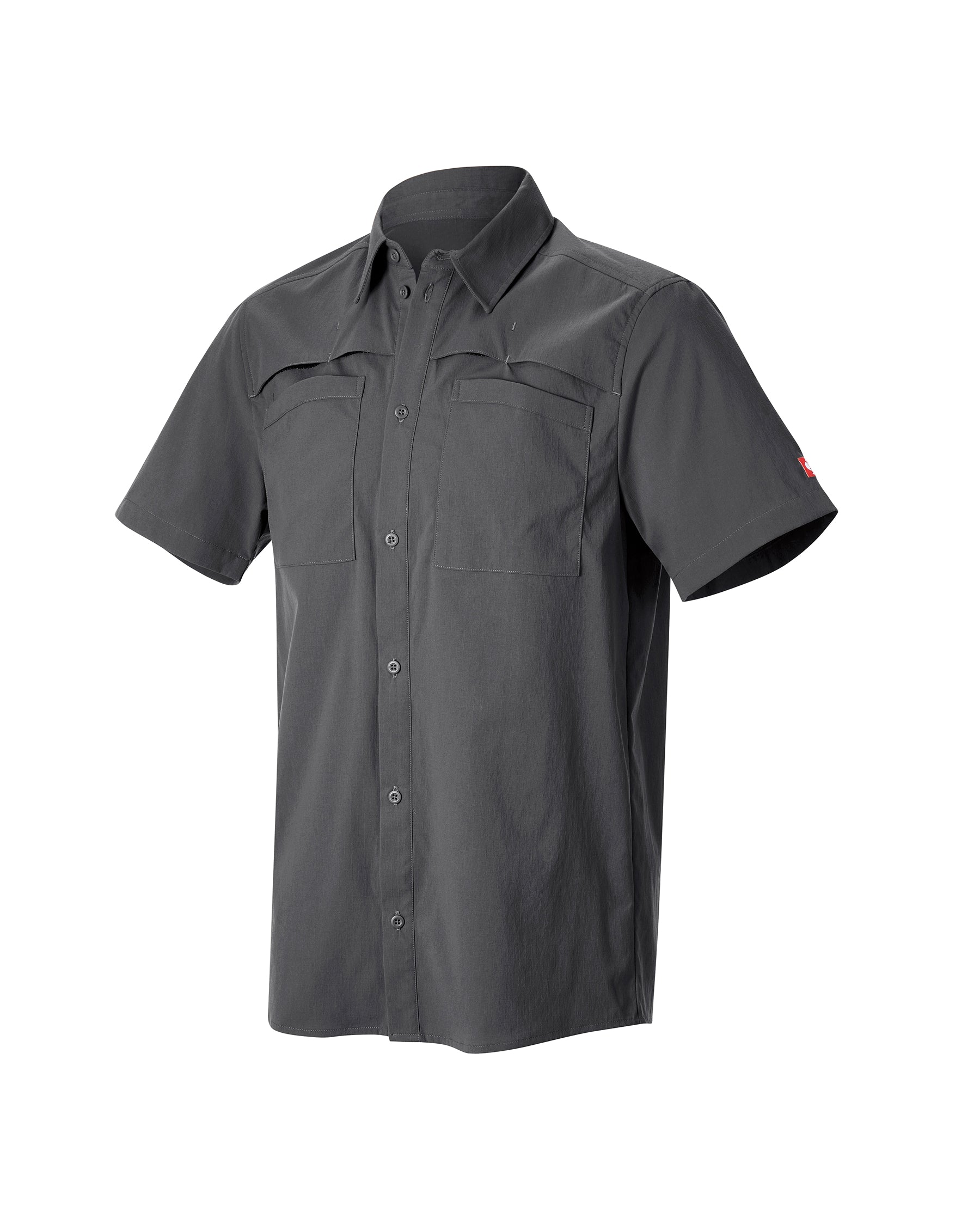 STRAUSS e.s.taktik Stretch Ripstop Short Sleeve Work Shirt in carbon gray on a plain product background