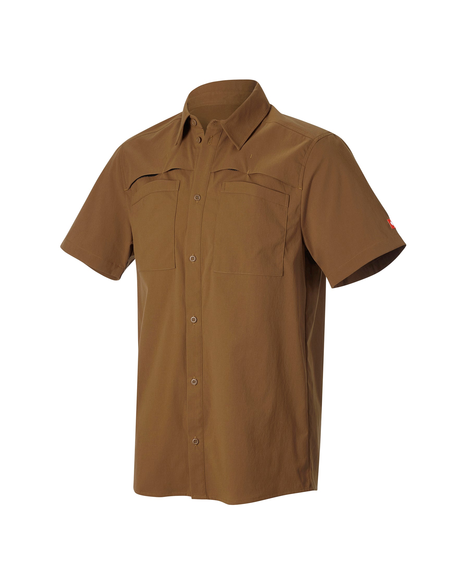 STRAUSS e.s.taktik Stretch Ripstop Short Sleeve Work Shirt in desert brown on a plain product background