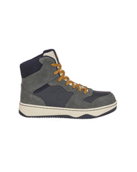 STRAUSS Eindhoven 6-inch Steel Toe Work Boot in Carbon gray and Nero blue, side profile view