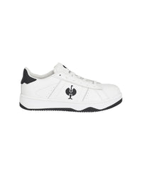 STRAUSS Philly Steel Toe Work Shoe in White and Black, side profile view