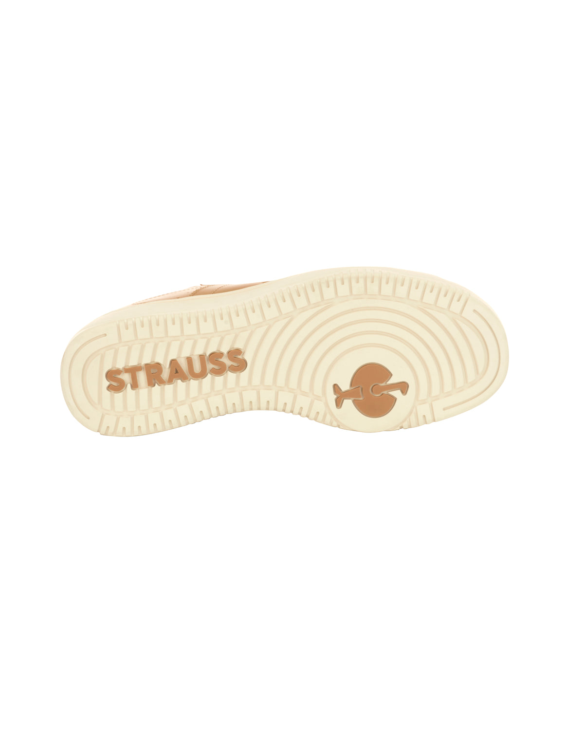 Outsole tread view of the STRAUSS Philly Steel Toe Work Shoe in Almond brown