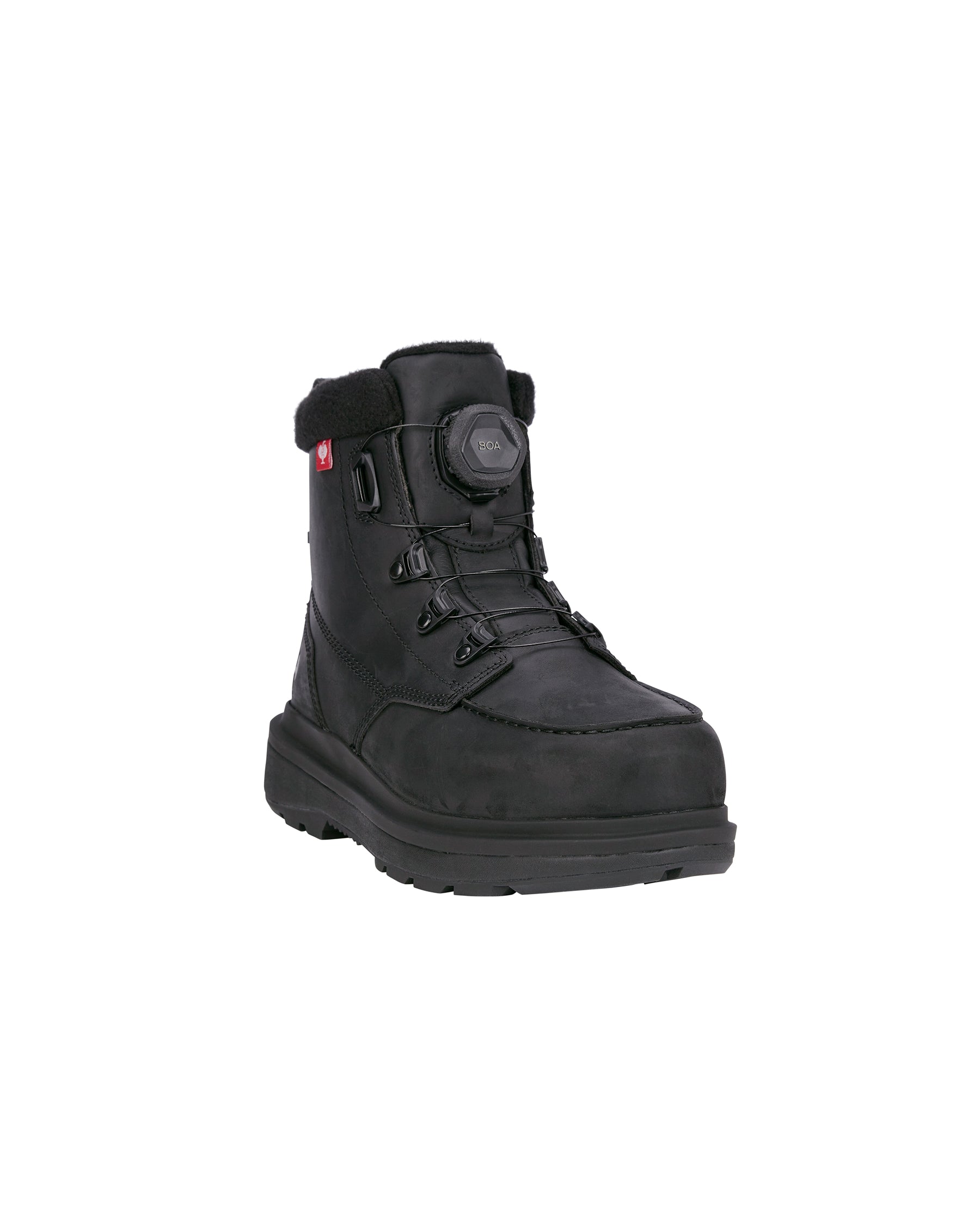 STRAUSS Woodside 6-inch Steel Toe Work Boot in Black, front three-quarter view