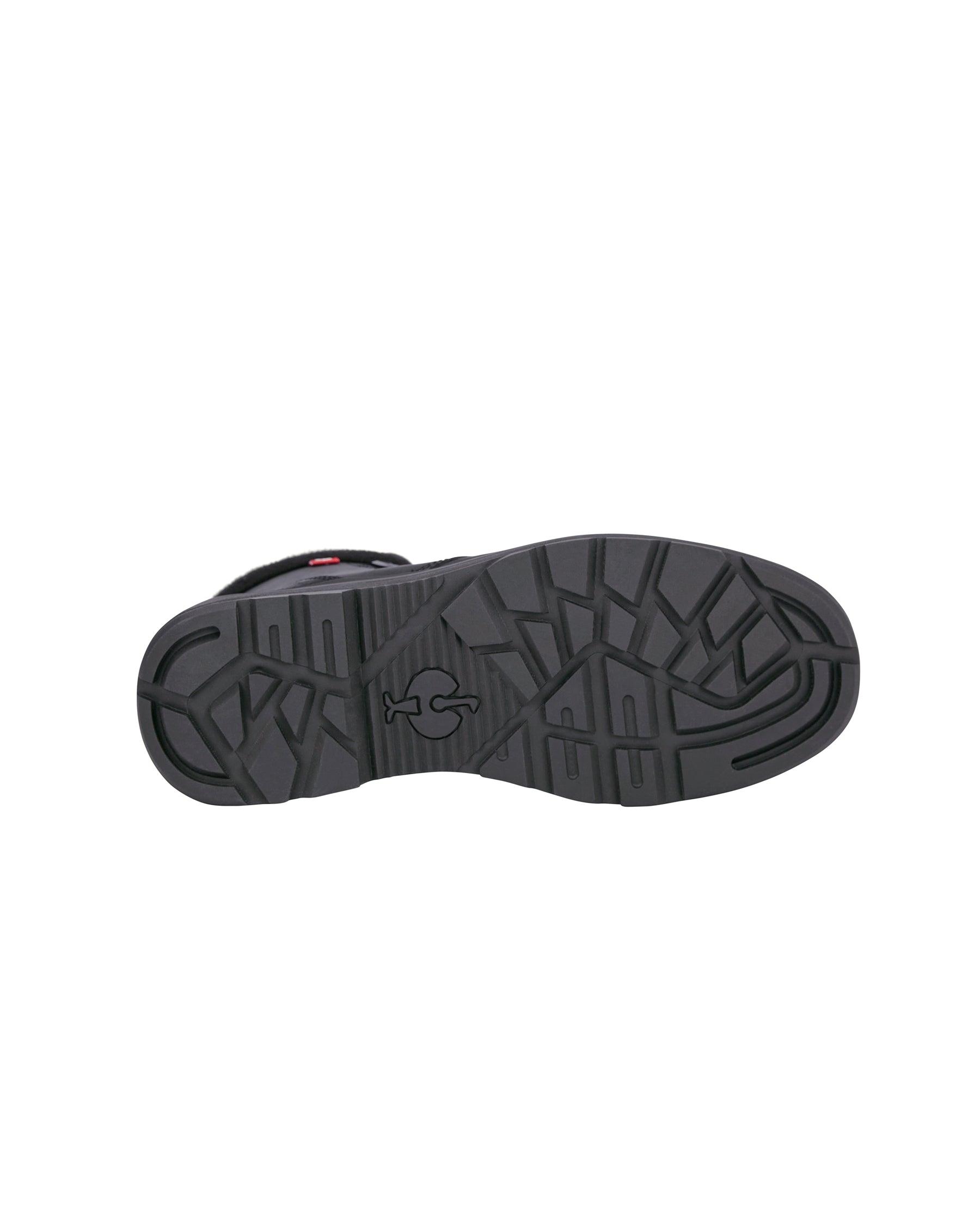 Outsole tread view of the STRAUSS Woodside 6-inch Steel Toe Work Boot in Black