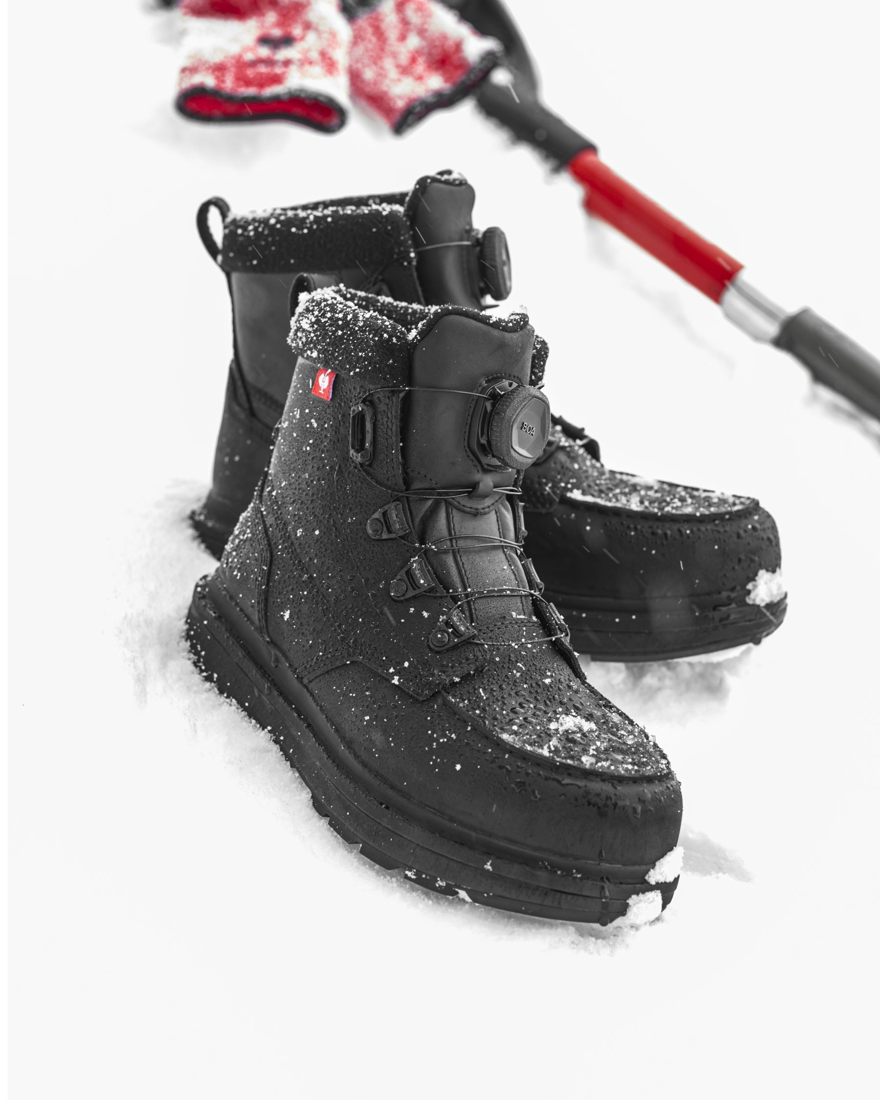 STRAUSS Woodside 6-inch Steel Toe Work Boot in Black shown in use on the job