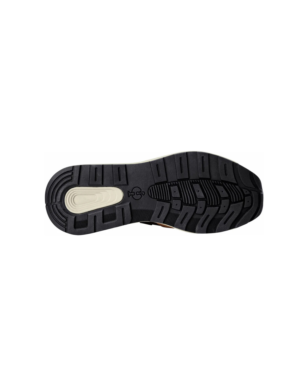 Outsole tread view of the STRAUSS Canberra Steel Toe Work Shoe in Desert brown