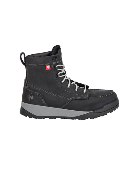 STRAUSS Omaha 6-inch Steel Toe Work Boot in Black, side profile view