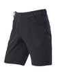 Engelbert Strauss utility cargo work shorts in black, shown as a clean front product image highlighting the above-knee workwear cut, waistband, and functional pocket placement.