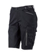 Engelbert Strauss women's e.s. trail pure cargo work shorts in black and carbon gray, shown as a clean front product image highlighting the above-knee workwear cut, waistband, and functional pocket placement.