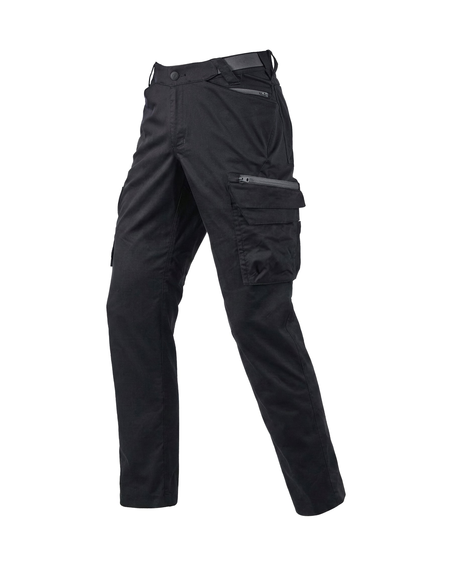 STRAUSS Women's Cargo Work Pants e.s.trail pure in black/carbon gray, front view