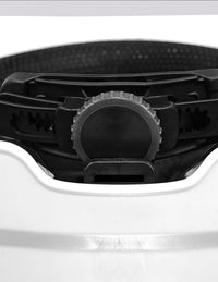 Close-up of the black adjustable knob and strap mechanism on the STRAUSS Baseball Style Hard Hat, showcasing the white helmet’s internal fitting system engineered to secure the wearer’s head and deliver dependable impact protection.