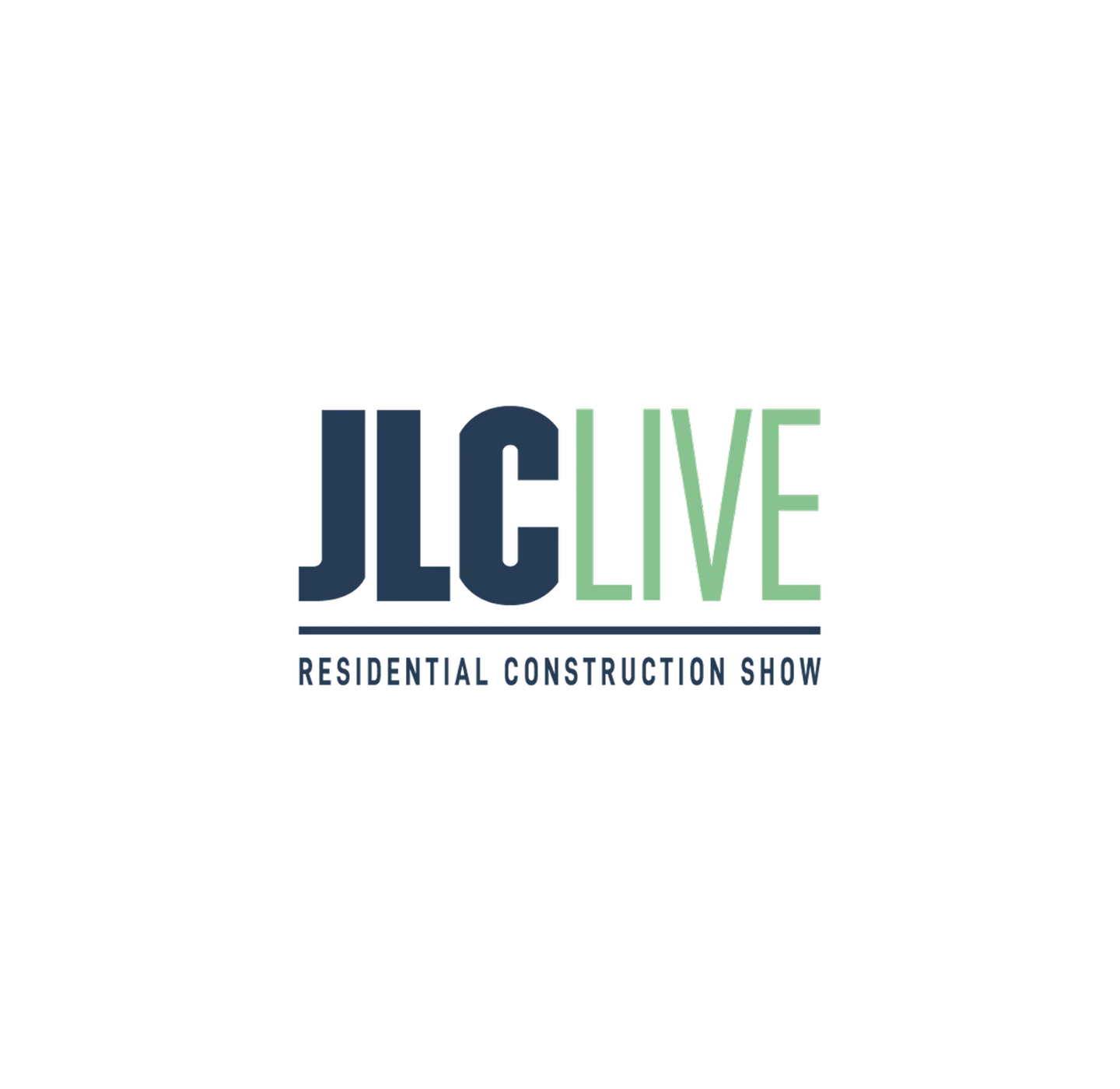Logo with the text JLC LIVE in large letters above the words RESIDENTIAL CONSTRUCTION SHOW on a light background.
