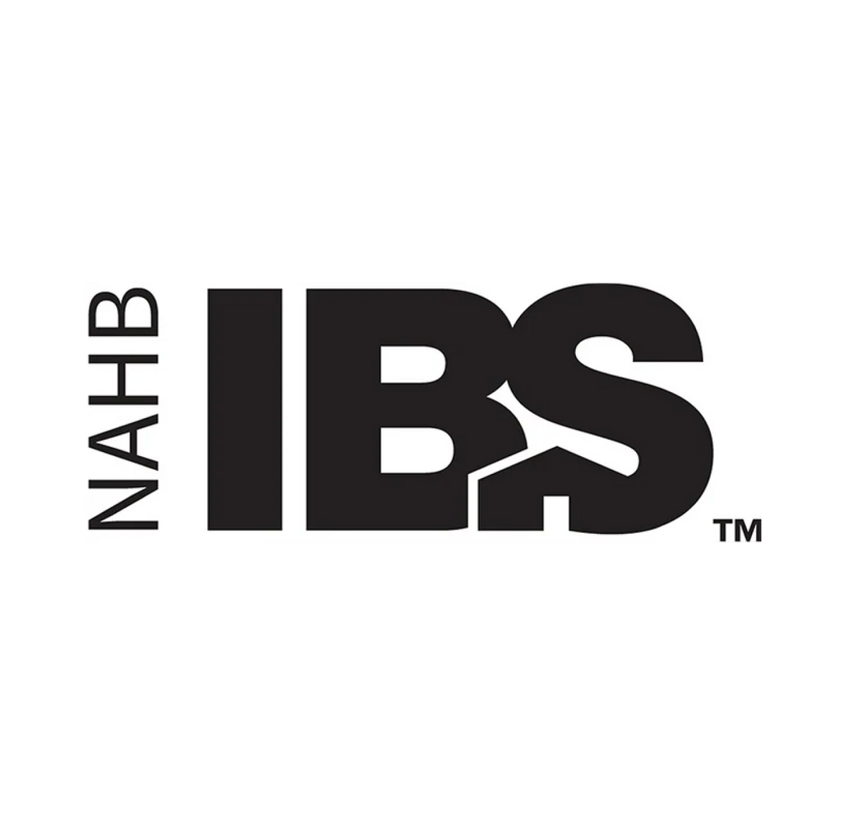 Black NAHB IBS logo on a white background; NAHB is vertical left of bold IBS, with the B stylized to represent a roofline.