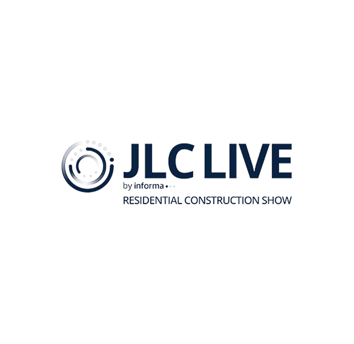 JLC LIVE Residential Construction Show logo features a circular design with dots and text reading JLC LIVE by informa Residential Construction Show on a white background.