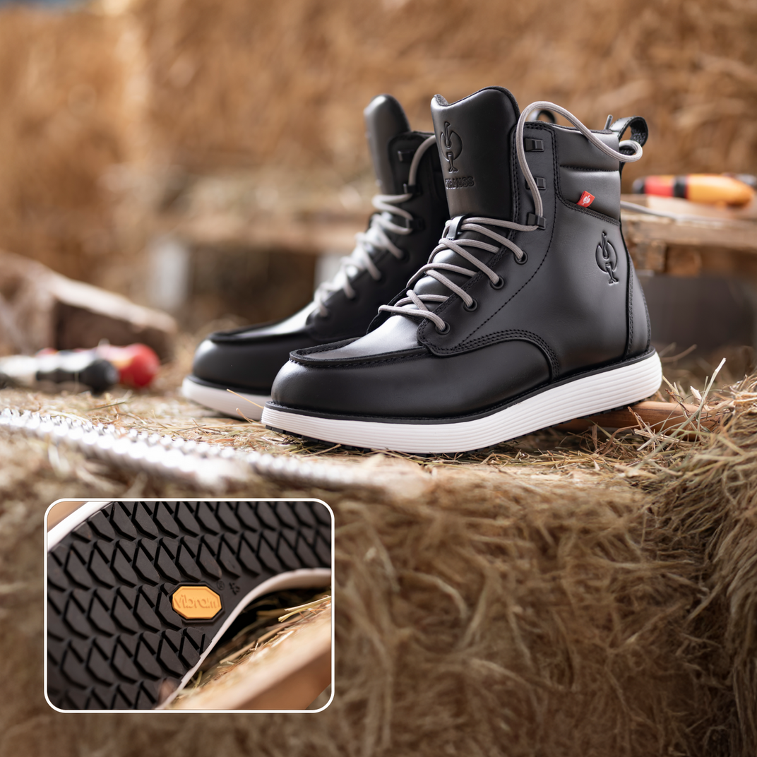 Pair of shoes that feature a vibram xs work outsole
