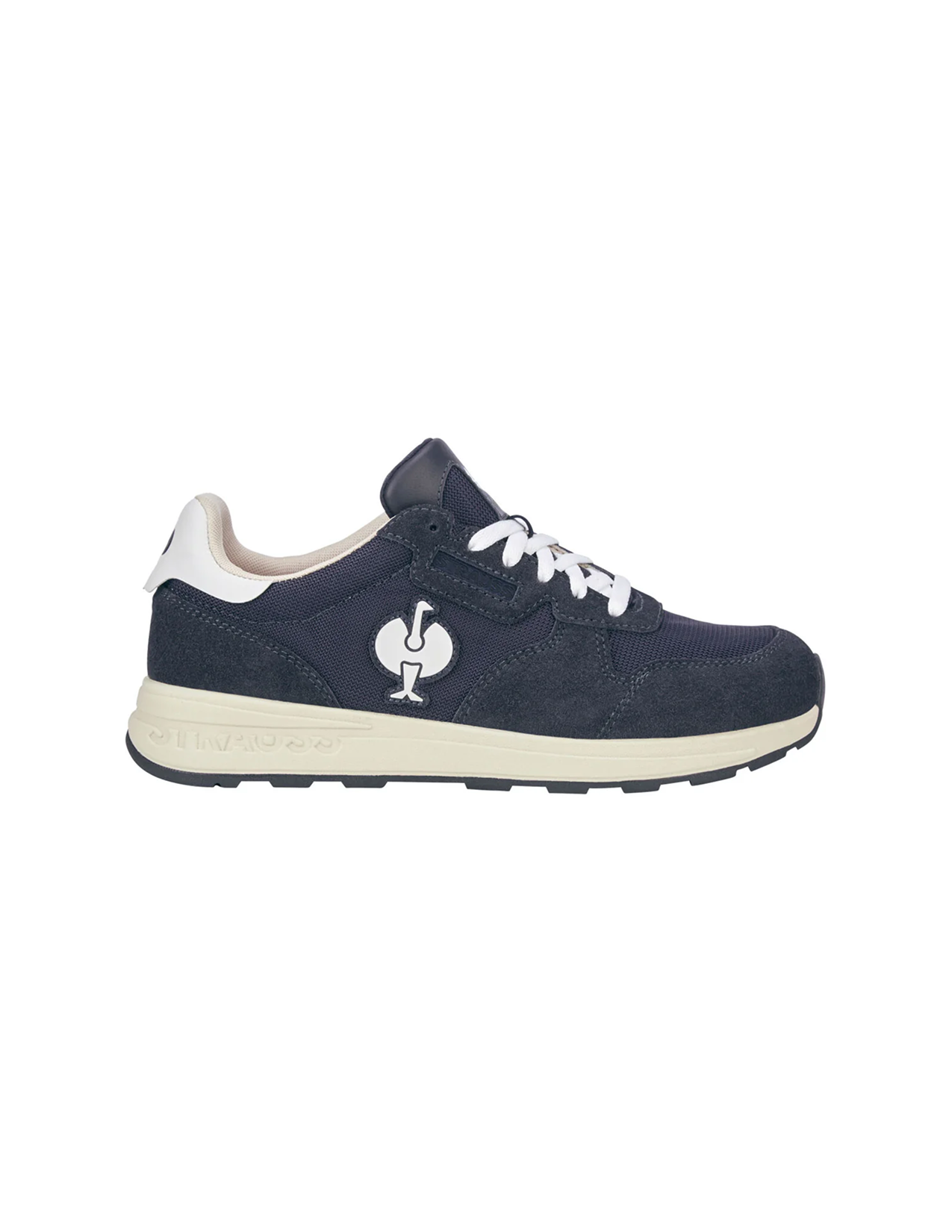 Blue sneaker with white sole on a white background