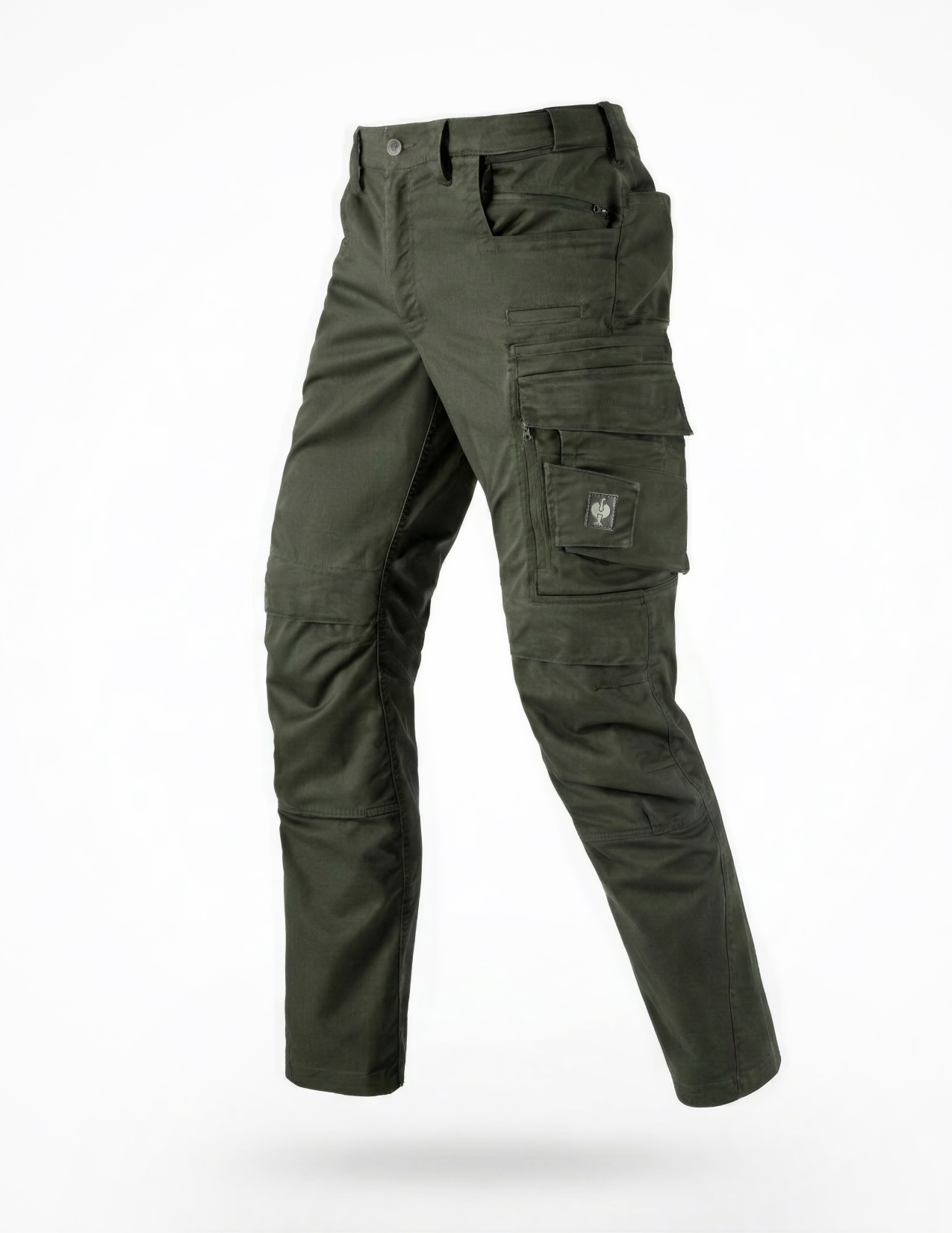 Green cargo pants on a white background